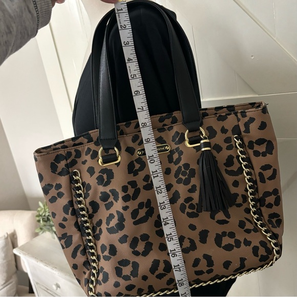 Betsey Johnson Animal Print Purse & Wallet Black Two Strap Bag Cat Lady Leopard - Picture 5 of 16